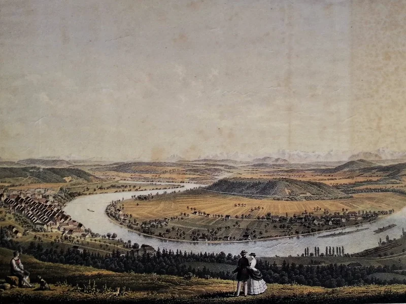 1820-Bernhard Federle - Waldshut vista da Haspel
